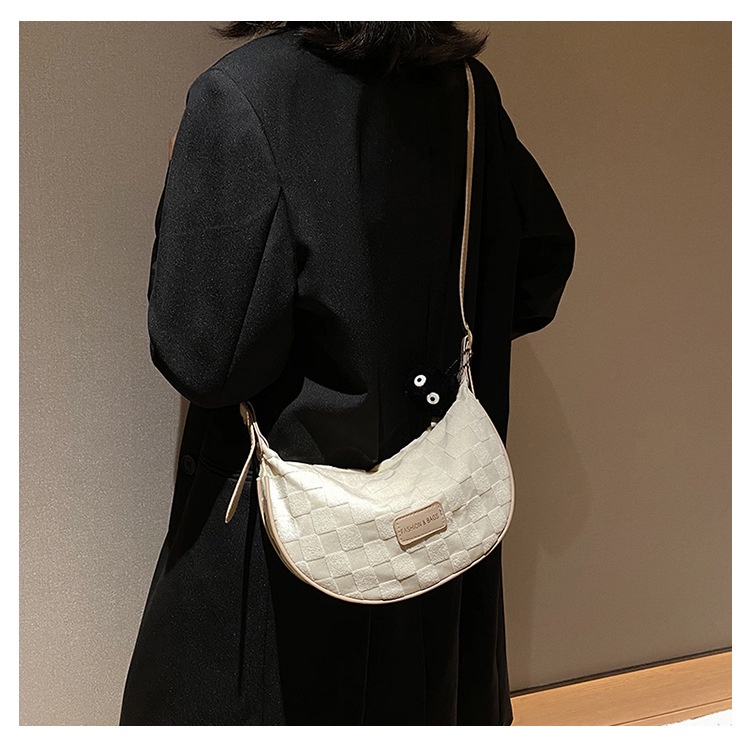 Túi Đeo JASMIN NOIR Chéo Vải Canvas Họa Tiết Sọc Caro Đơn Giản Cá Tính