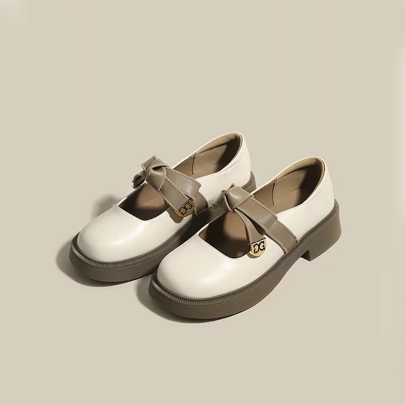 Giày Slip on Da Đế Xuồng Đính Nơ Phong Cách Thời Trang Vintage Dành Cho Nữ giày lolita