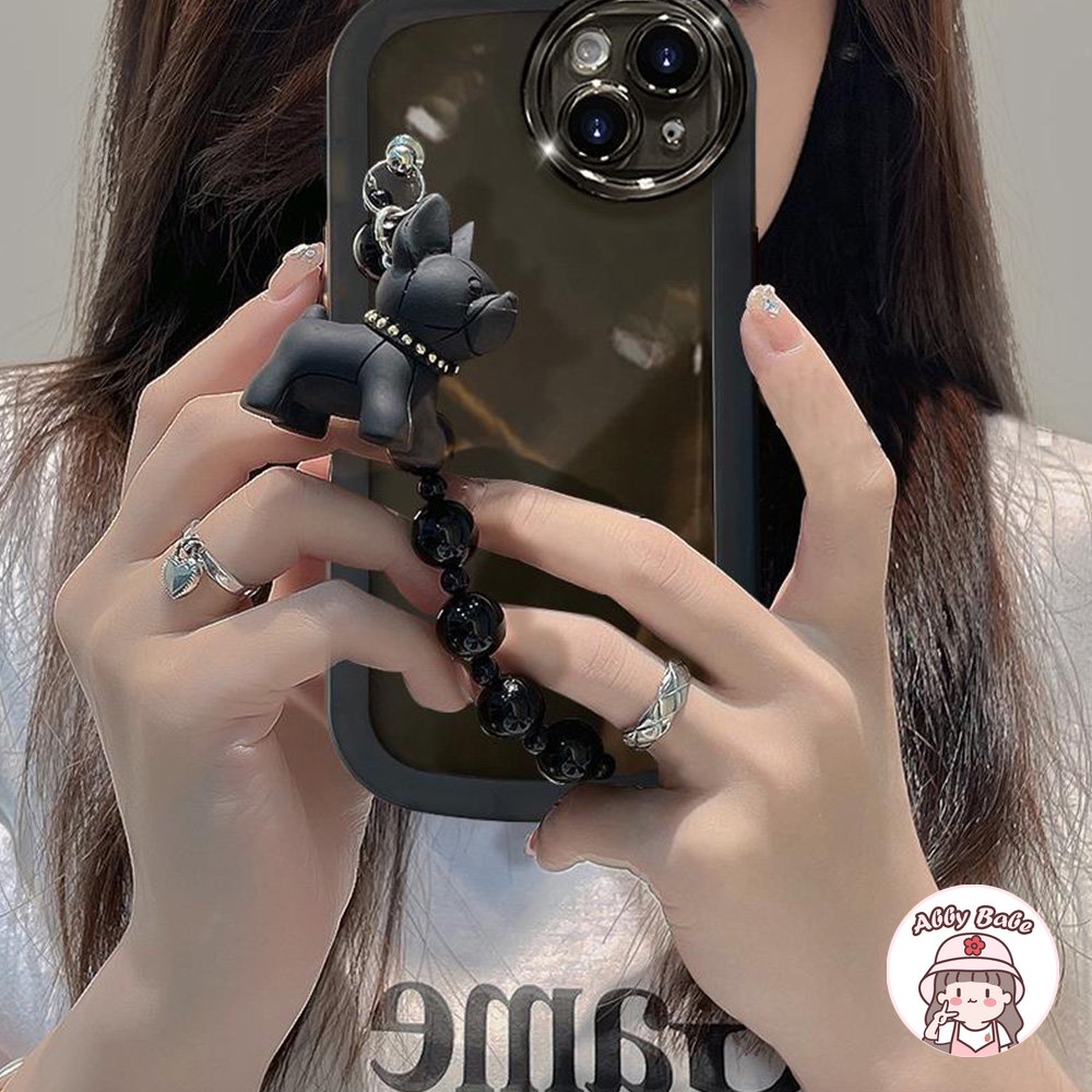 Ốp Điện Thoại TPU Mềm Trong Suốt Chống Sốc In Hình Chó Bull Có Dây Đeo Cổ Tay Cho IPhone 11 7Plus 13 12 11 Pro Max