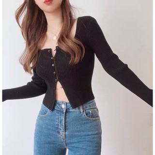 Áo khoác len gân tay dài E5