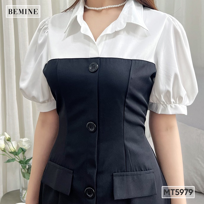 Đầm phối cổ sơ mi túi giả BEMINE MT5979