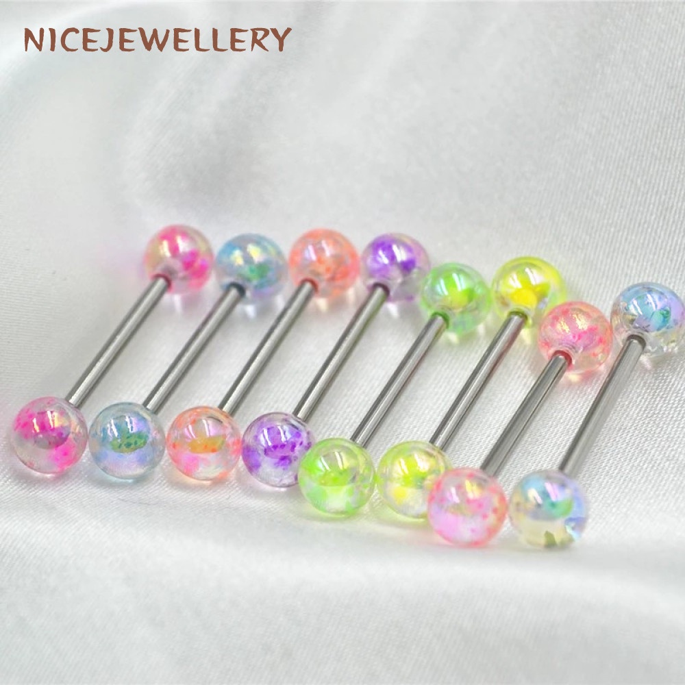 1 Khuyên Lưỡi Nhiều Màu 14G Bằng Thép Không Gỉ