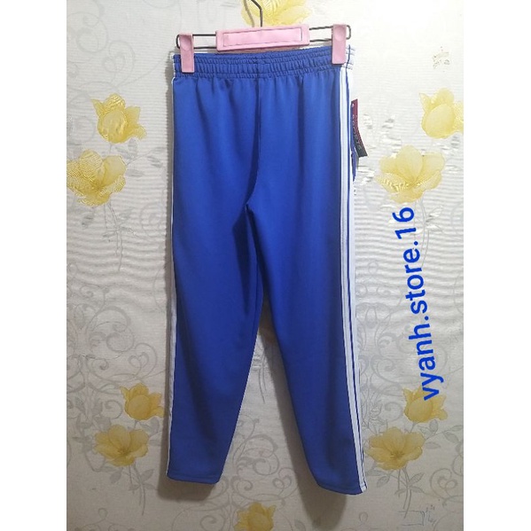 Quần thể dục xanh dương 2 sọc trắng hàng cao cấp