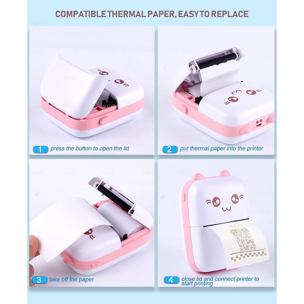 Máy In Nhiệt Mini Bluetooth cầm tay, Máy in ảnh, tài liệu, Phao, Nhãn dán, Hóa đơn, Tem nhãn không cần mực