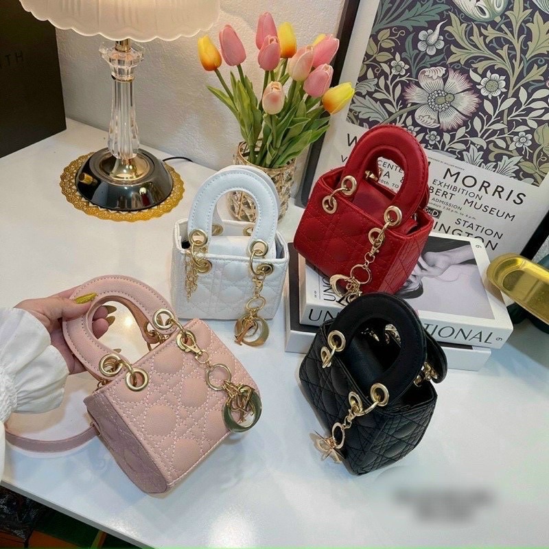 Túi xách nữ mini, túi xách di or lady ô vuông trần trám đeo chéo