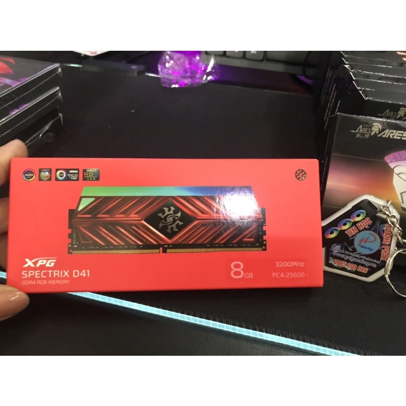 RAM PC ADATA DDR4 XPG SPECTRIX D41 X TUF 8GB 3200 BLACK/RED RGB BẢO HÀNH 5 NĂM