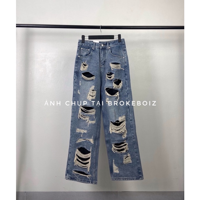 Quần jeans nam dáng rộng chi tiết rách Baggy Slashed Denim Brokeboiz | BigBuy360 - bigbuy360.vn