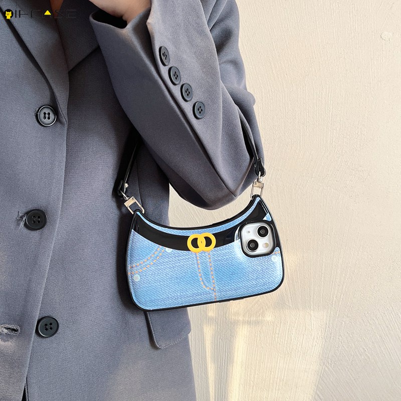 Ốp Điện Thoại Họa Tiết Denim 3D Kèm Dây Đeo Dành Cho iPhone 14 Plus 14 13 12 11 Pro Max