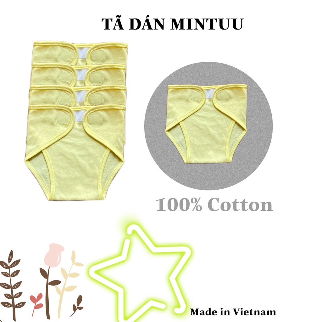 Set 5 tã dán sơ sinh màu, tã quần thương hiệu MINTUU, chất liệu vải 100% cotton