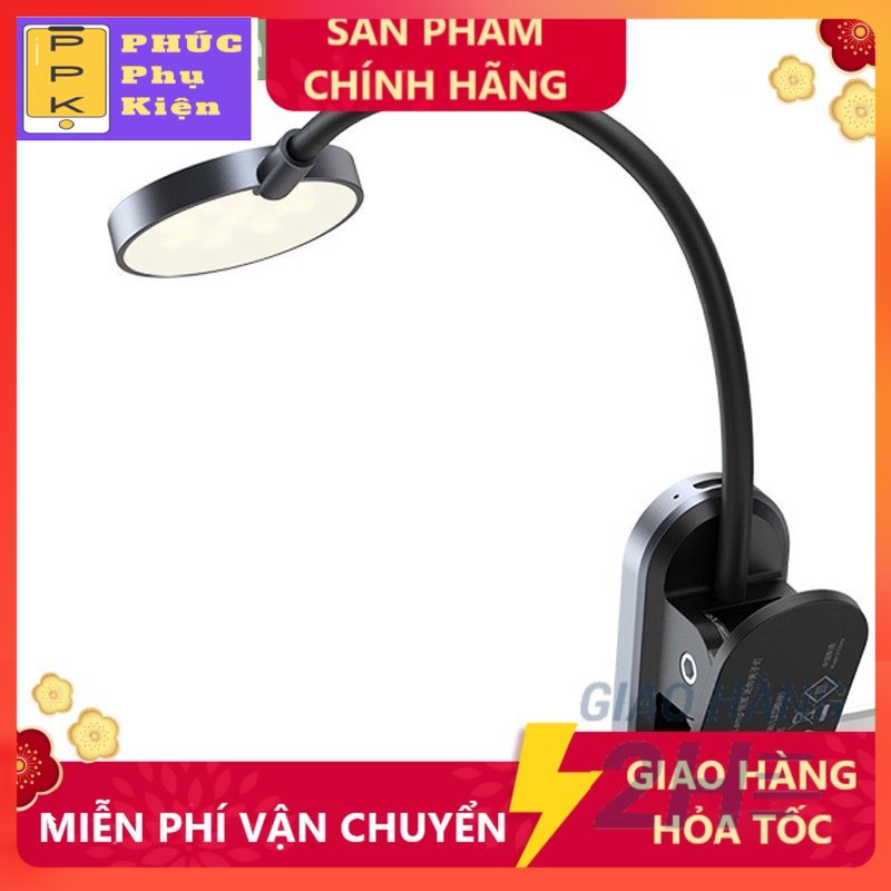 ĐÈN KẸP BASEUS- kẹp thành bàn không dây cảm ứng sạc USB để đọc sách vào ban đêm PPK