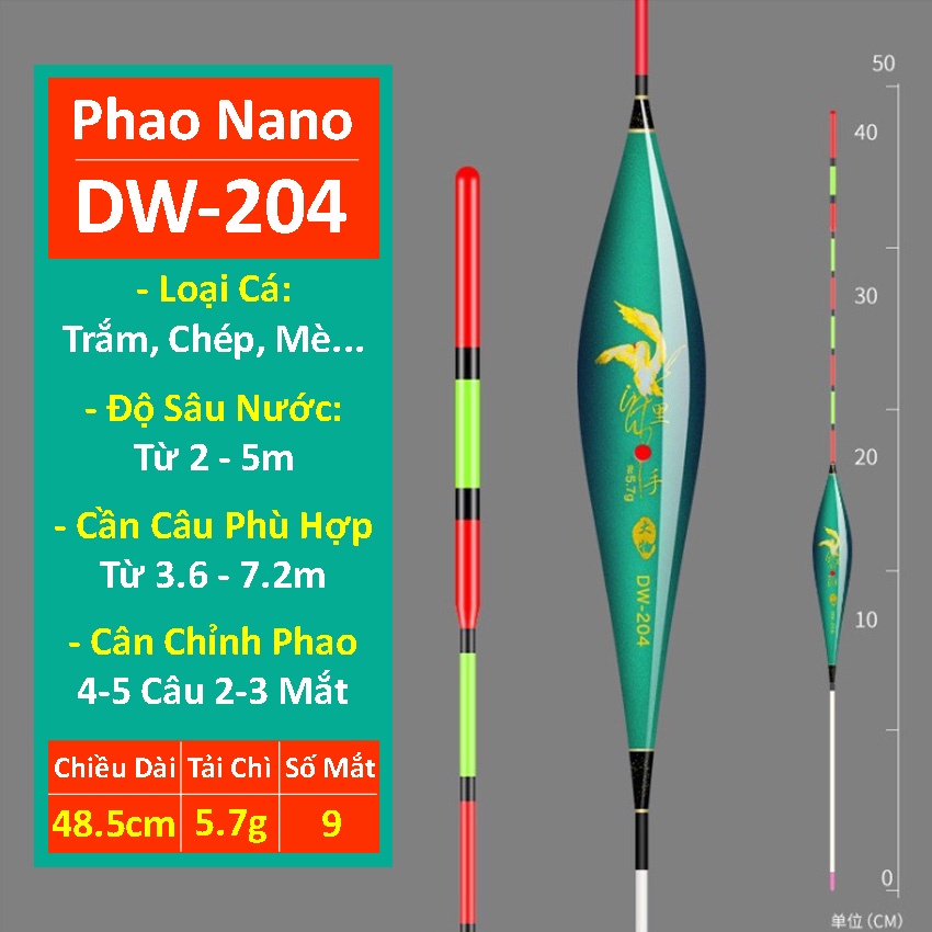 Phao Câu Đài Nano Cao Cấp Siêu Nhạy Tăm To Tải Chì Lớn Chống Mỏi Mắt Lóa Mắt Chuyên Dùng Săn Hàng Tặng Kèm Chân Cắm Phao