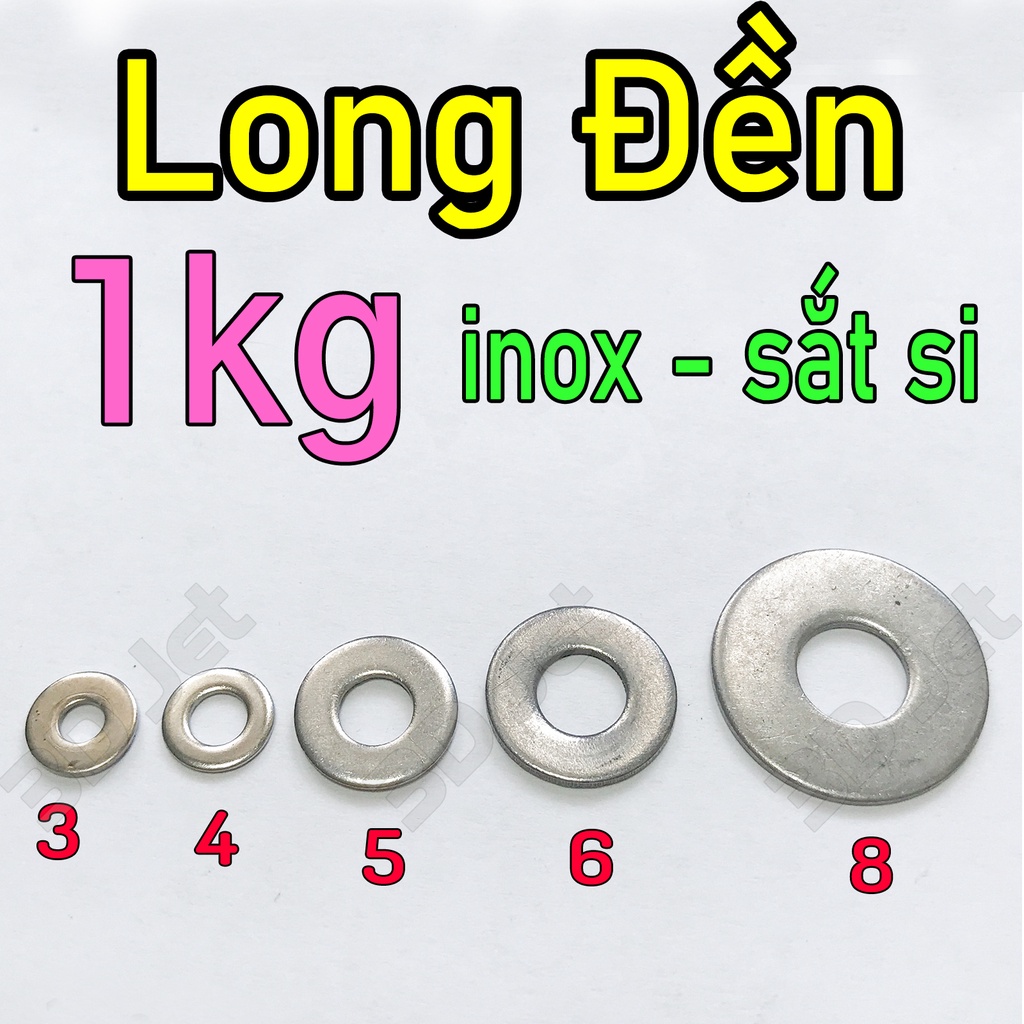 1kg Long đền INOX - SẮT Si 3mm 4mm 5mm 6mm 8mm, vòng đệm