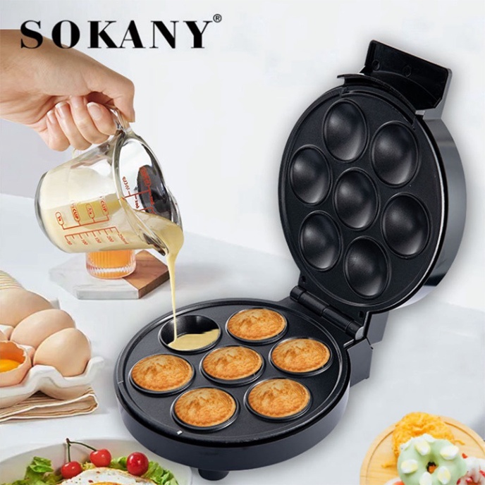 Máy làm bánh bông lan trứng 7 lỗ Sokany chính hãng