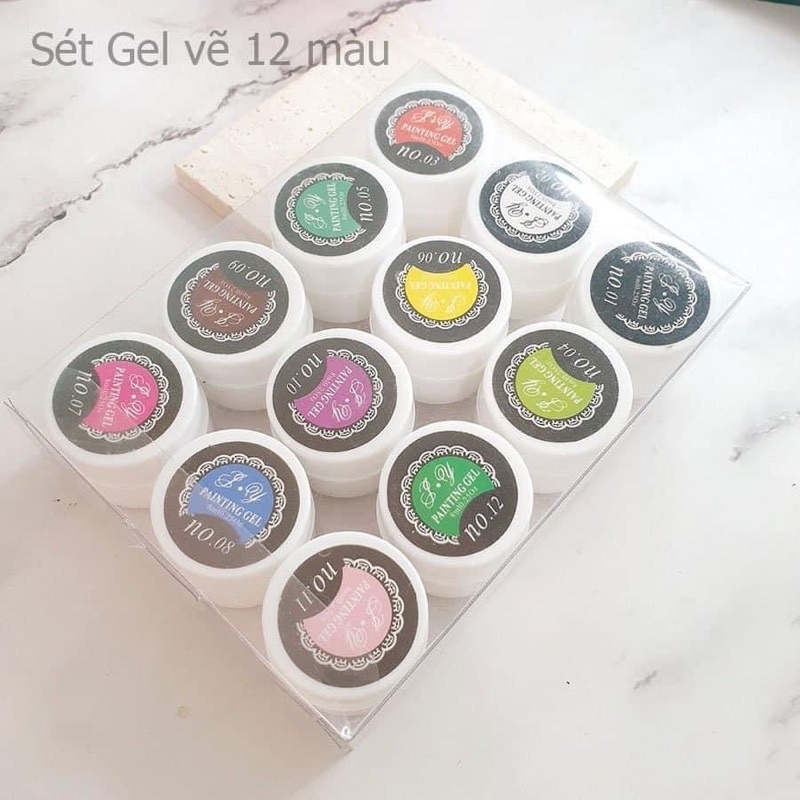 Set Gel Vẽ Móng 12 Màu Làm Nail