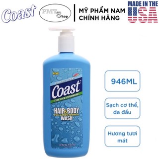 Tắm gội toàn thân nam 2in1 Coast Hair and Body Wash Classic Scent chai lớn 946ml (Dầu gội & Sữa Tắm 2 trong 1)