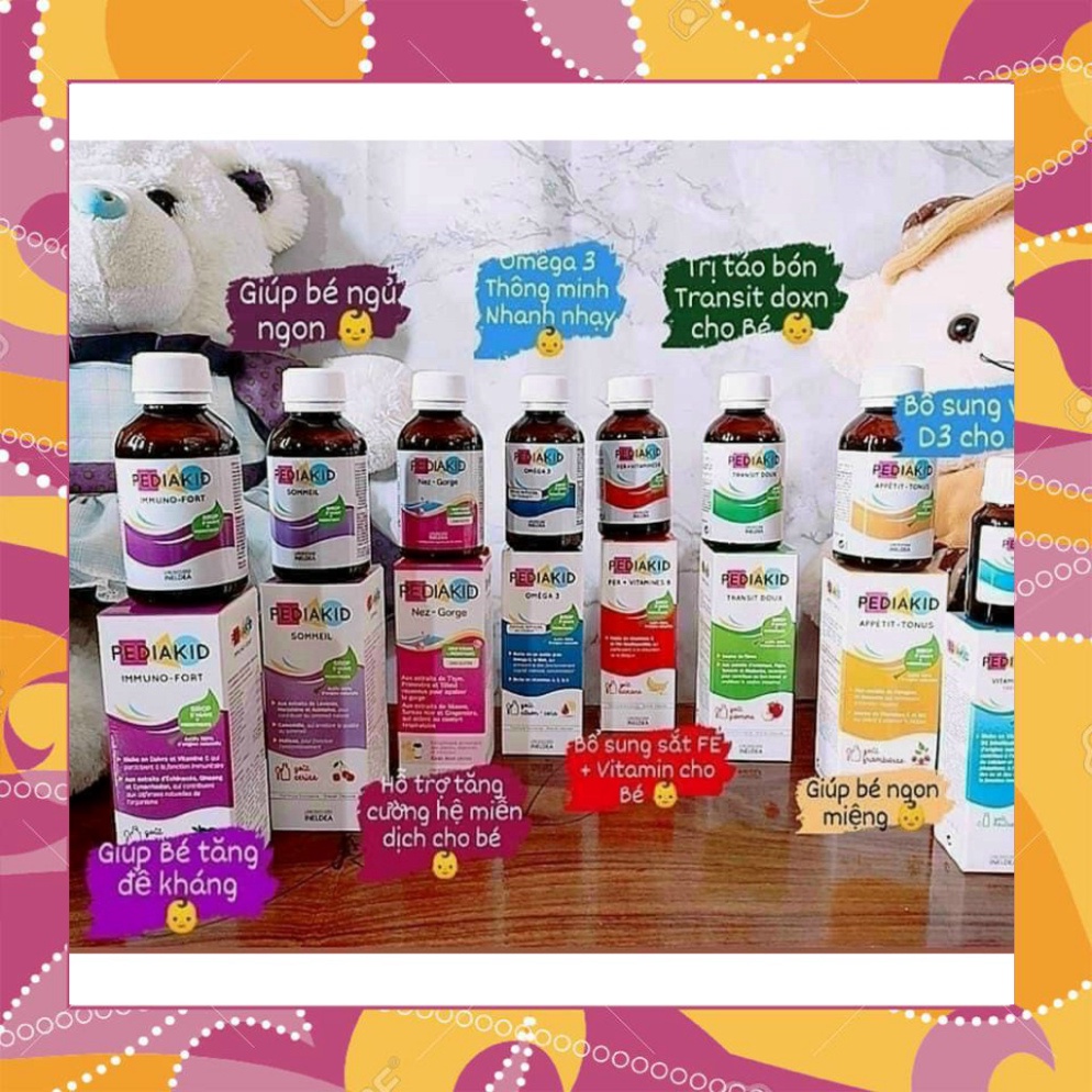 Siro Pediakid Immuno - Fort TĂNG ĐỀ KHÁNG D3 125ml Chính Hãng Của Pháp MA/E/nm/b.hy/kw (HỎI SHOP TRƯỚC)