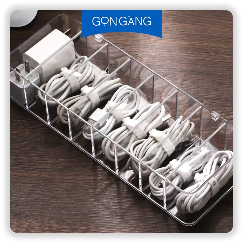 Hộp đựng dây sạc usb, dây cáp, dây điện cuốn gọn có chia ngăn tiện lợi