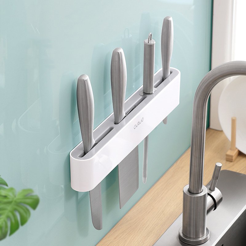 Kệ cài dao nhà bếp dán tường có móc treo aswei D1910