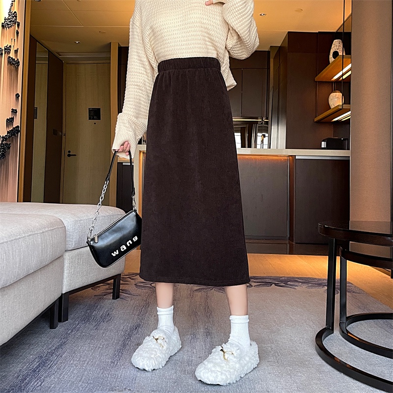 Chân váy SUXI lông cừu lưng cao đơn giản phong cách cổ điển dễ phối đồ