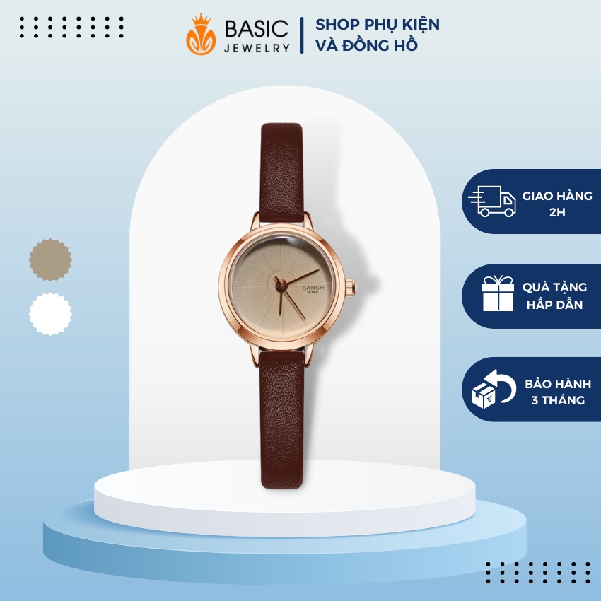 Đồng hồ nữ Barsh DH28 kiểu dáng thời trang mặt tròn cá tính phong cách Hàn Quốc Basic Jewelry