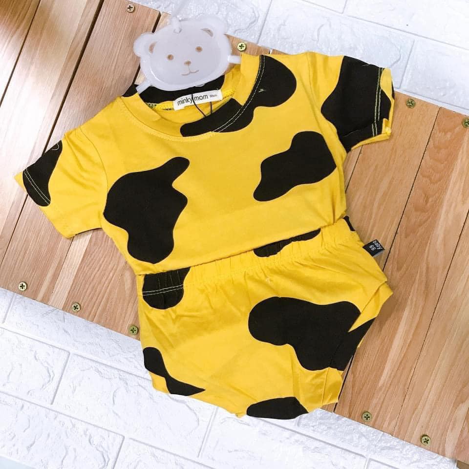 Bộ Chip Cho Bé Gái Bé Trai Minky Mom Chất Thun Lạnh Co Giãn Tốt Mềm Mịn Họa Tiết Bò Sữa ,Bộ Mặc Nhà Cho Bé - CHIPBO1