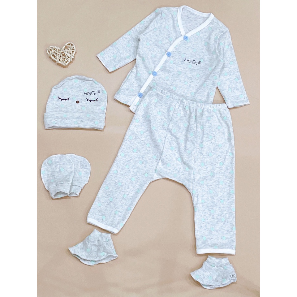Set 5 Món Bộ Dài Cài Chéo Cho Bé Sơ Sinh 0-3 tháng, Hàng Việt Nam Xuất Khẩu Dòng Cao Cấp