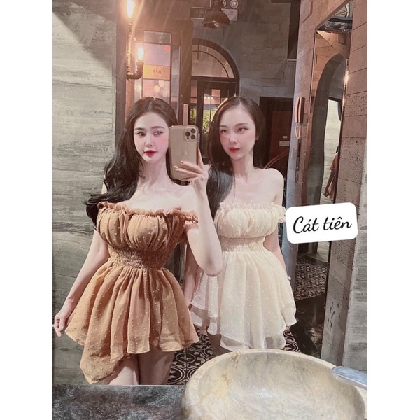 Đầm bi voan tầng cúp “Cát Tiên” đuôi nhọn hình thật sp