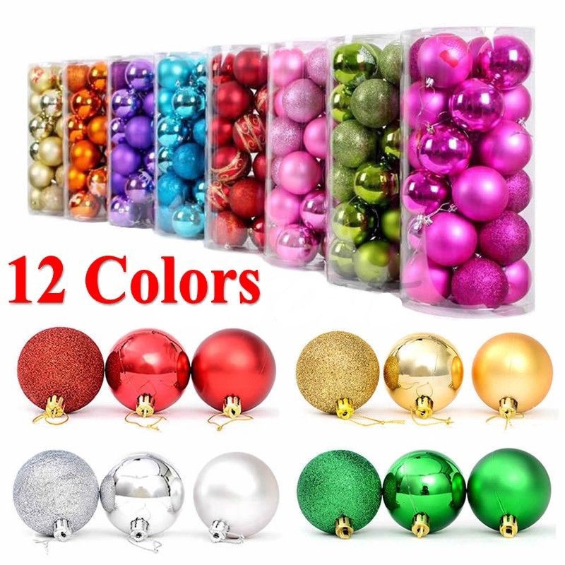 Bộ 24 Trái Châu Lấp Lánh Trang Trí Cây Thông Giáng Sinh Kích Thước 3cm