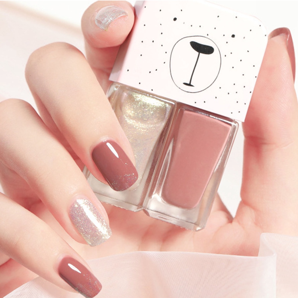 Bộ 2 Lọ Sơn Móng Tay Màu Lì Chống Nước Mau Khô 6ml