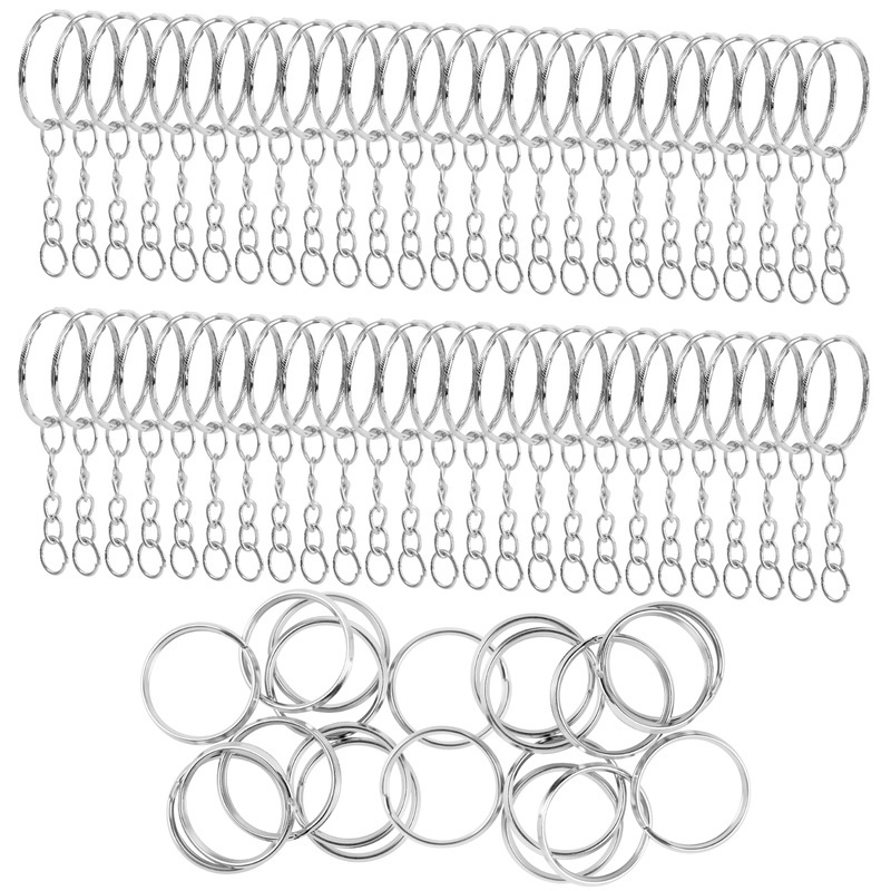 Bộ 50 Móc Khóa Ngắn Màu Bạc Bóng 25mm Dùng Trang Trí Xe Hơi / Móc Khóa Tiện Dụng