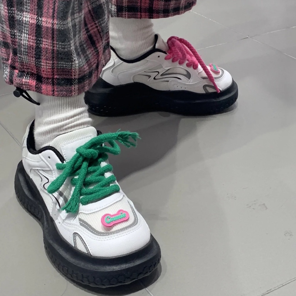 Giày thể thao nữ Enrico COVERI Giày Thể Thao Đế Dày Màu Trắng Hình Gấu Dâu Tây Mùa Thu Dễ Phối Đồ Cho Nữ