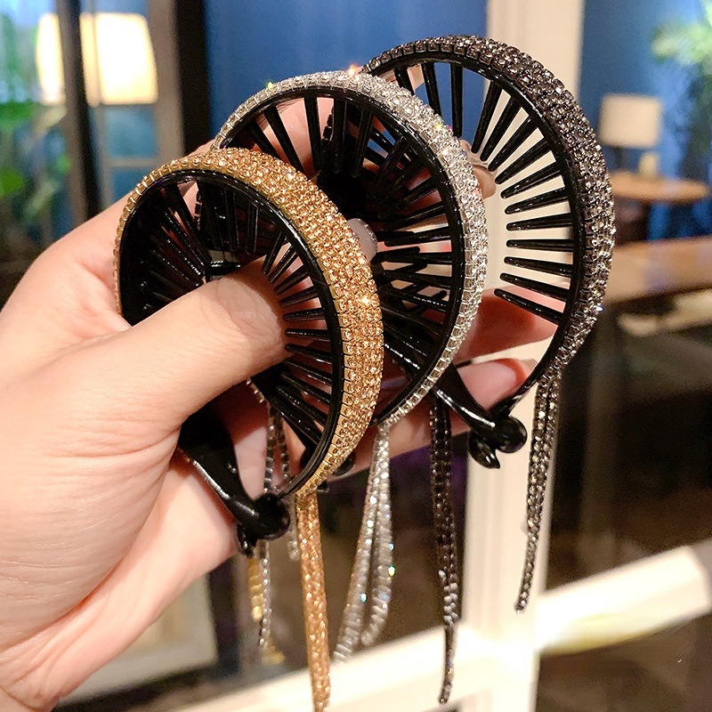 Kẹp Tóc Đuôi Ngựa Đính Đá Lấp Lánh Phong Cách Hàn Quốc Thời Trang Cho Nữ 1 Cái