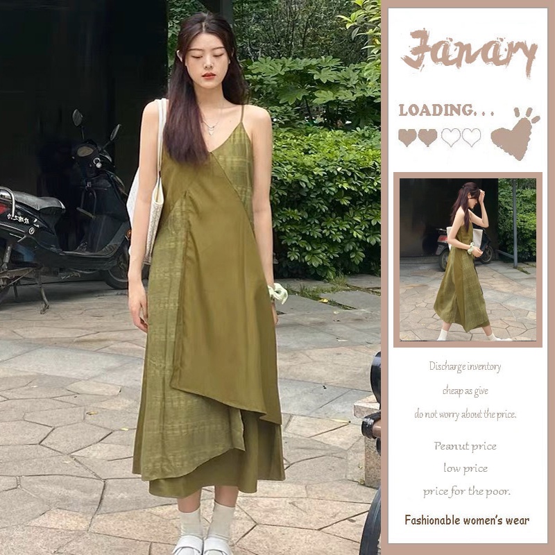 Đầm hai dây dáng rộng vintage pháp Pickle cổ điển thời trang