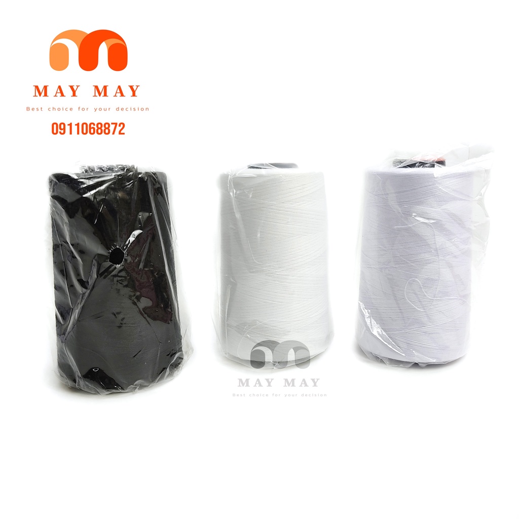 Chỉ may hiệu Gitai ống lớn 5000m có 3 màu trắng đen kem