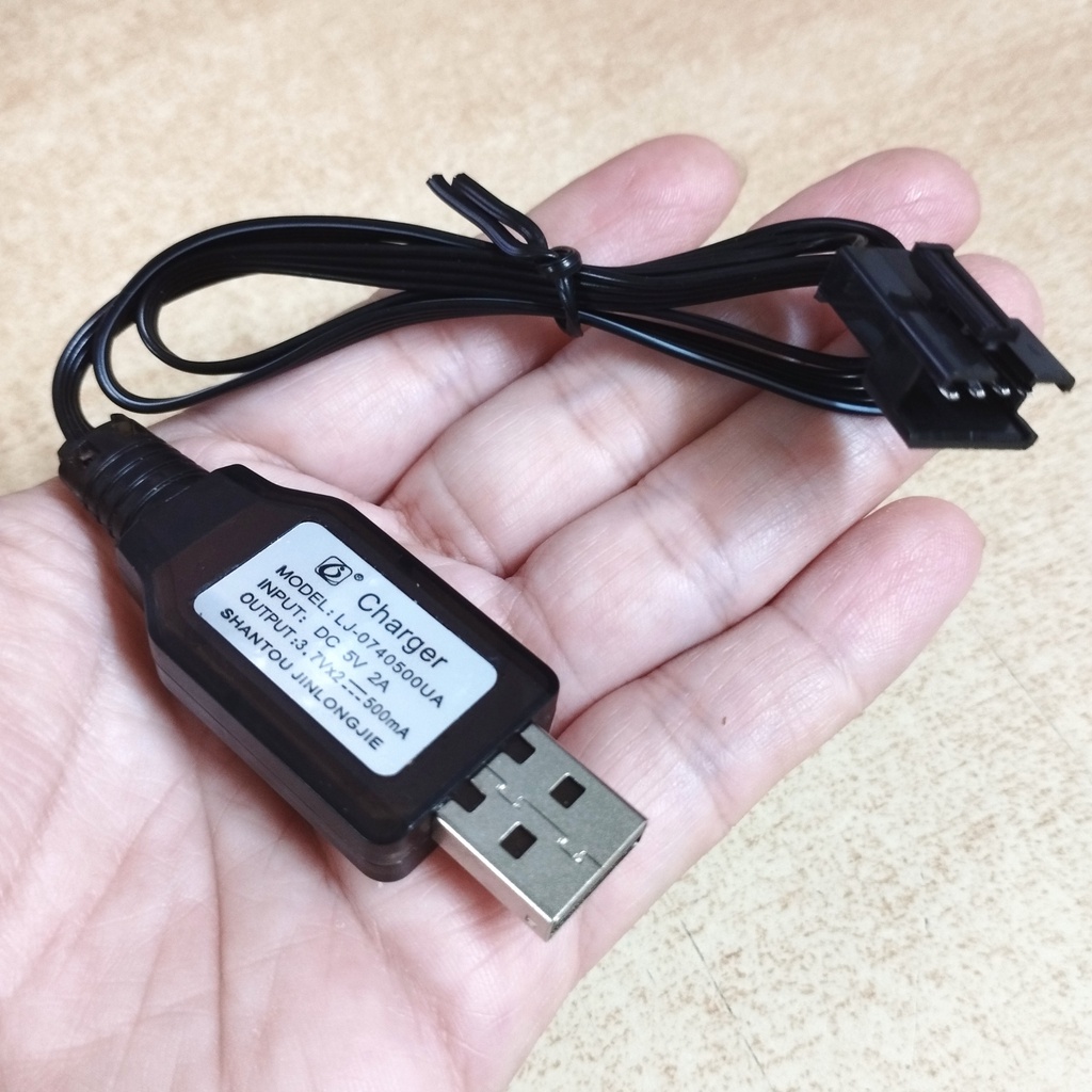 Dây cáp sạc pin 7.4v 500mA chân cắm càng cua đen SM 4P dùng cho pin sạc 7.4V