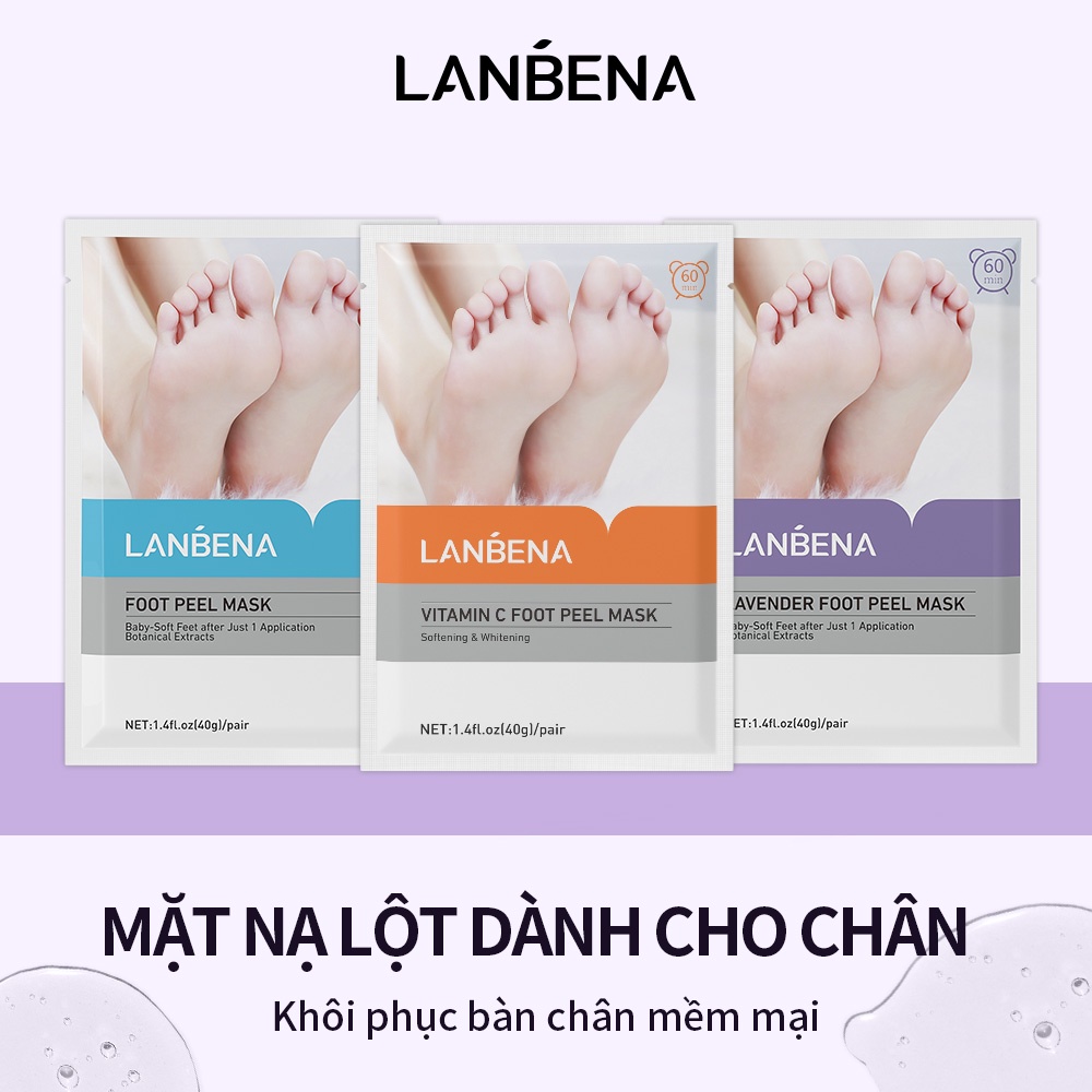 Mặt Nạ Chân Dạng Lột Tẩy Tế Bào Chết LANBENA Loại bỏ vết chai da chết Chăm sóc da chân nứt nẻ 1Cặp
