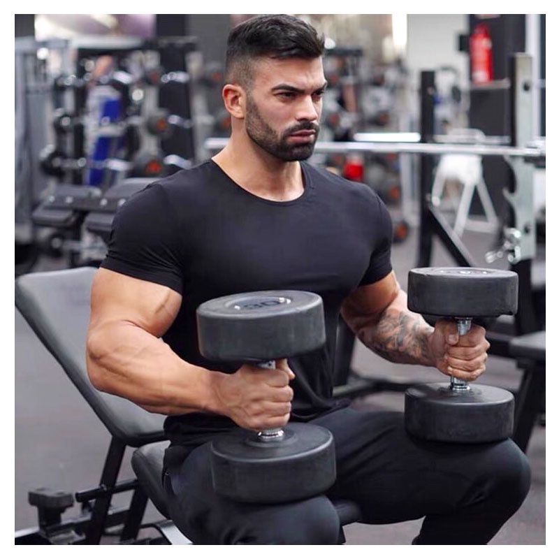 Áo thun nam cổ tròn body, áo thể thao nam tập gym, vải co giãn 4 chiều thoáng mát, thấm hút mồ hôi I03