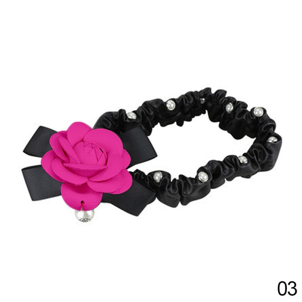 Ốp Gương Chiếu Hậu Bằng Da PU Hình Hoa Trà Đính Ngọc Trai Giả Trang Trí Nội Thất Xe Hơi J3Z1