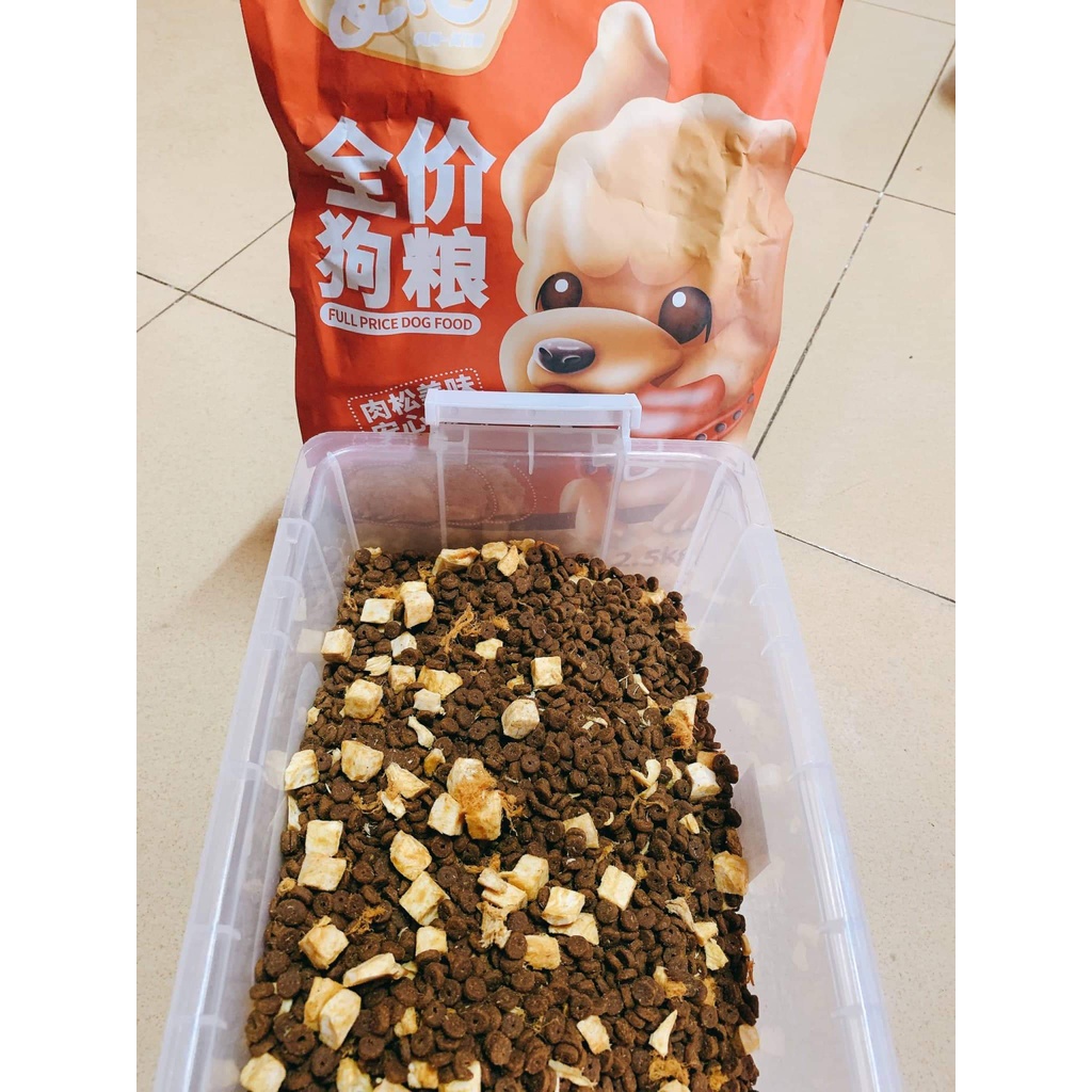 Hạt Cho Chó Mix Gà & Chà Bông Gà  - Bao Bì Cún Vàng Màu Đỏ