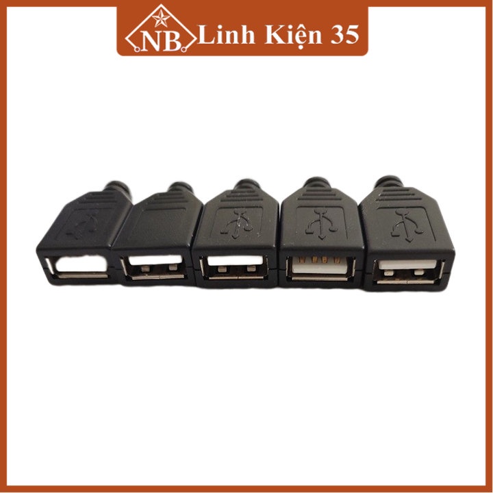 Linh kiện đầu jack cổng USB A cái 4P + vỏ