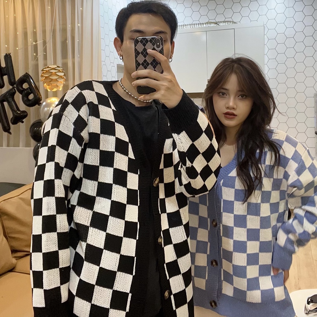 Cardigan kẻ caro Uniex nam nữ  AL33333