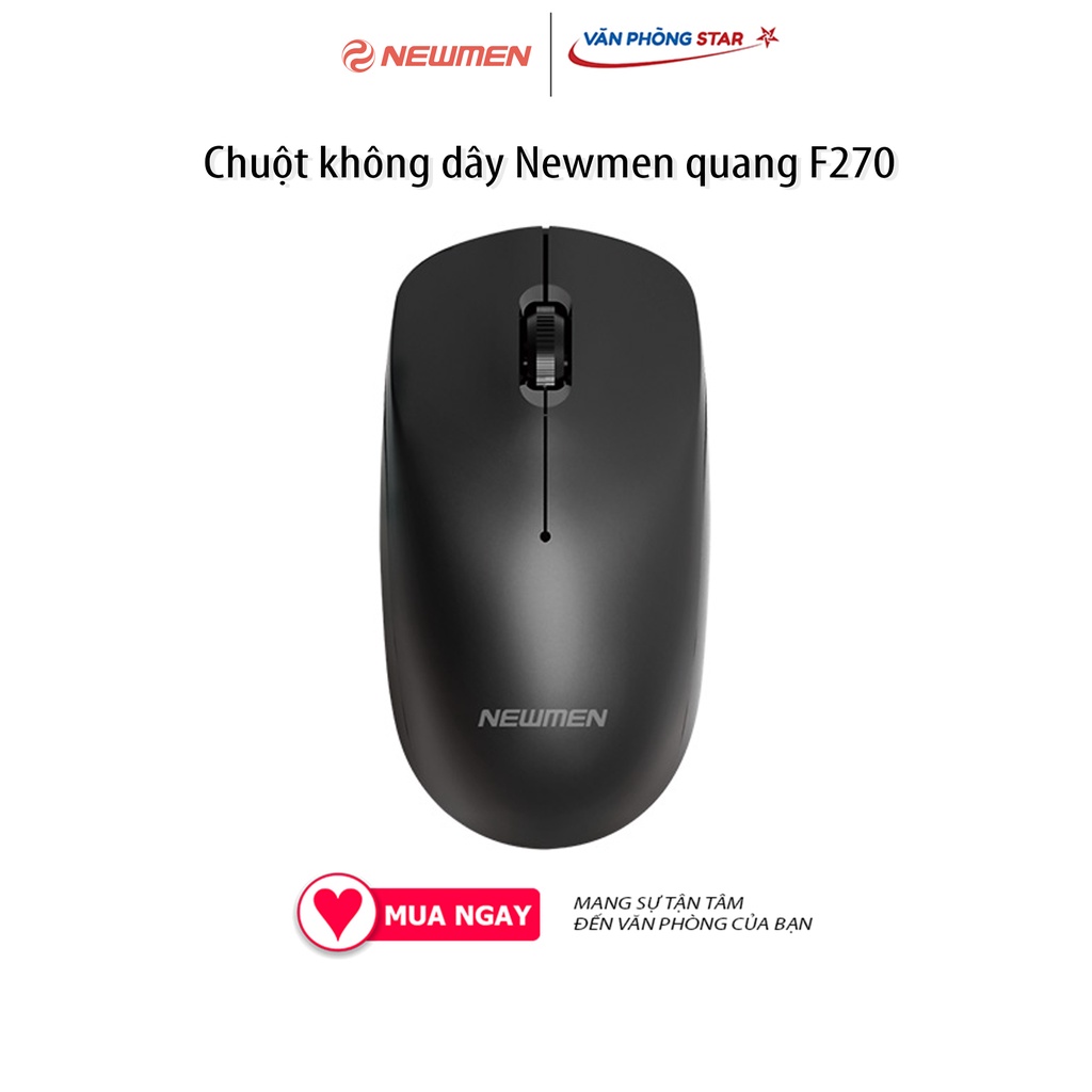 Chuột không dây Newmen quang F270, kết nối Chuẩn giao tiếp USB-Wireless, di chuyển được trên nhiều bề mặt, 1000CPI