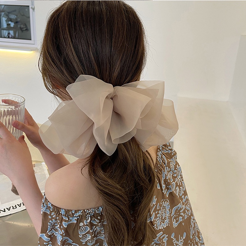 Kẹp Tóc Nơ Dài Bằng Lụa Chiffon Phong Cách Hàn Quốc Cho Nữ