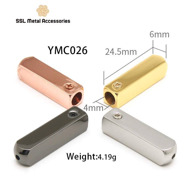 Nút chặn, cục chặn, đầu bọc dây kim loại thời trang mới nhiều màu dành cho dây áo khoác, áo gió,... YMC026 24.5*6*4mm