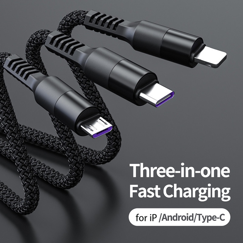 Dây cáp sạc nhanh KAXOE 3 trong 1 Micro USB Type C 6A