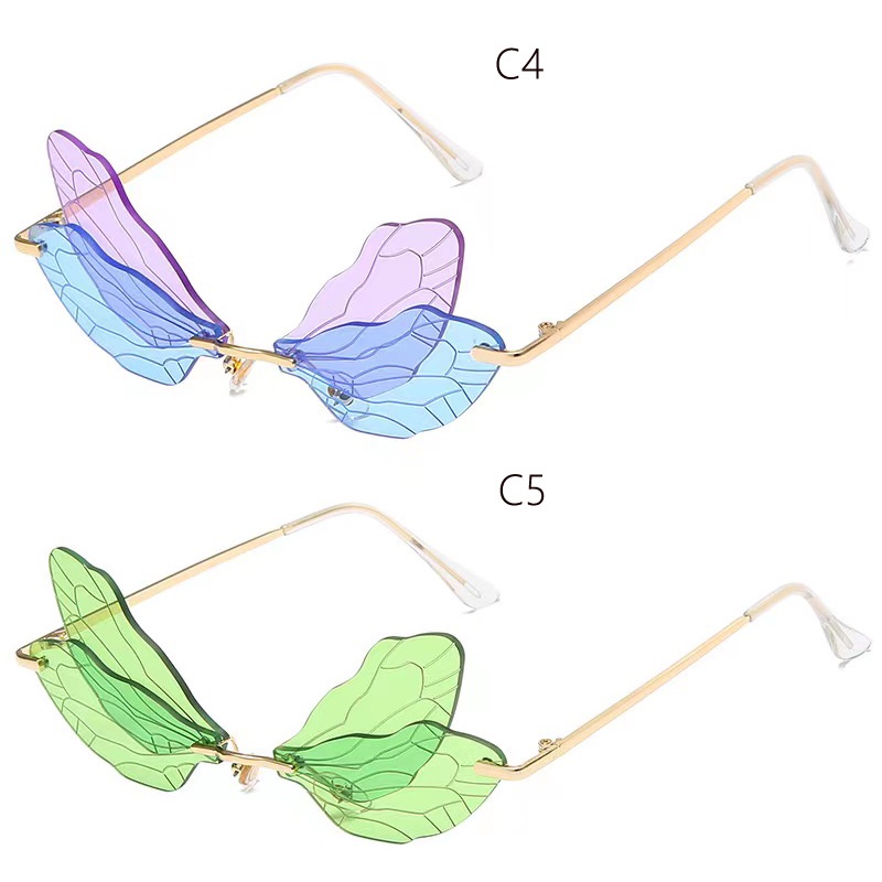 Kính Mát Không Gọng Hình Chuồn Chuồn Màu Gradient Thời Trang Cho Nữ