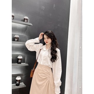 set sơmi + chân váy nhún eo 60 thanh lí seconhand