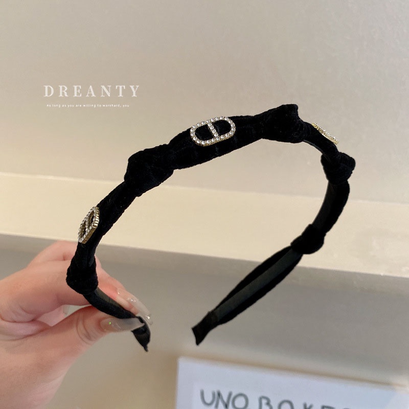 Băng Đô Vải Thắt Nút Họa Tiết Chữ Đính Kim Cương Phong Cách Pháp Thiết Kế Thời Trang