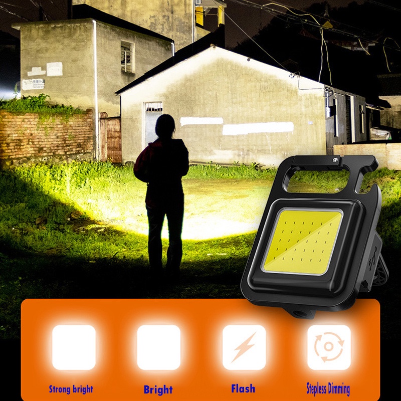 Đèn Pin led cob Mini Sạc usb Có Móc Chìa Khóa Tiện Dụng