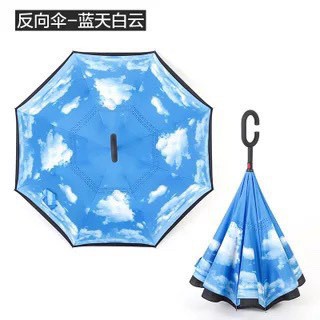 Ô dù gấp ngược 3D thông minh in hình họa tiết